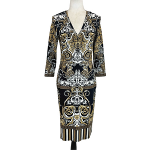 Roberto Cavalli black and tan dress
